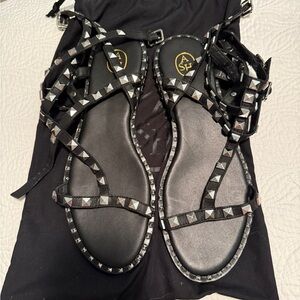 ASH Black Pyramid Stud Strappy Sandals